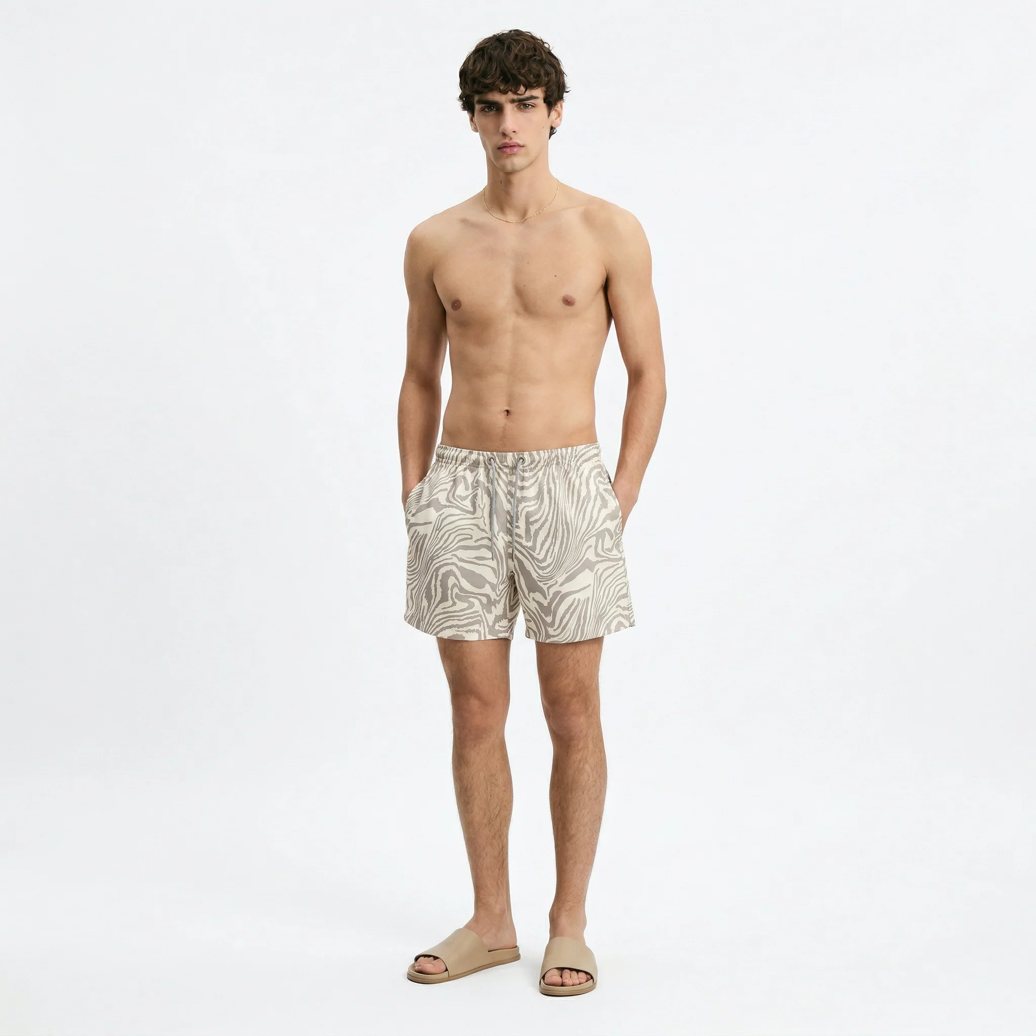 DESERT WAVE ABSTRACT PRINT RELAXED SWIM TRUNK S26N