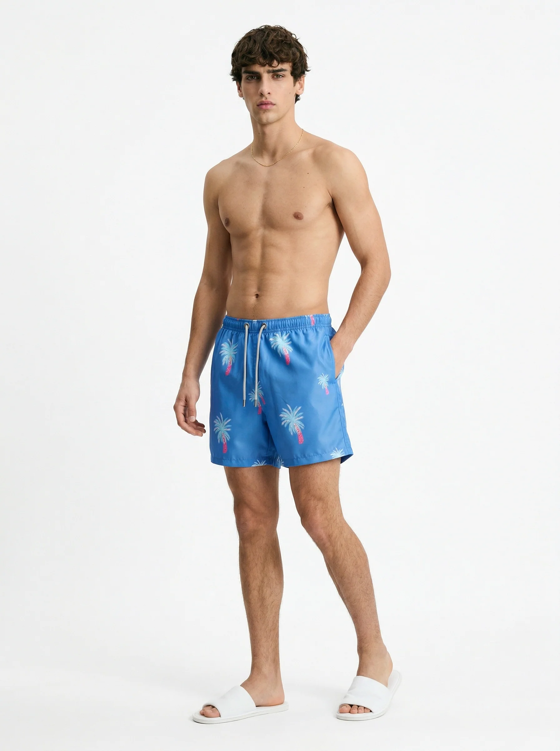 PALM TREE PRINT RELAXED SWIM TRUNK S26N